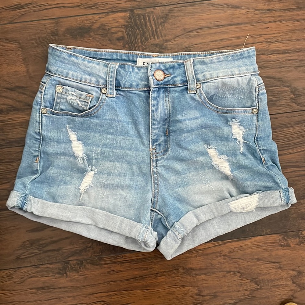 Ripped denim shorts